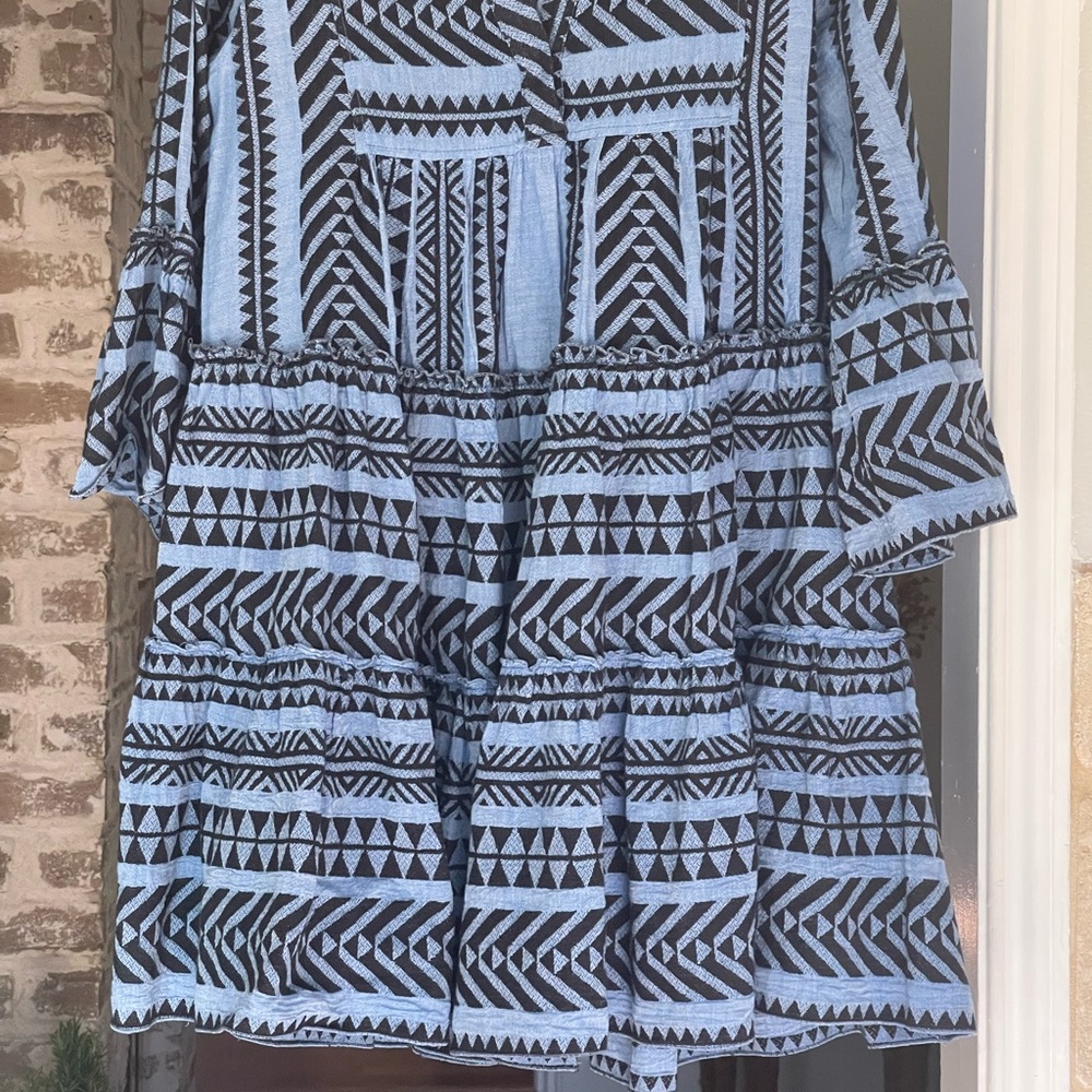 Geometric Black and Blue Mini Dress